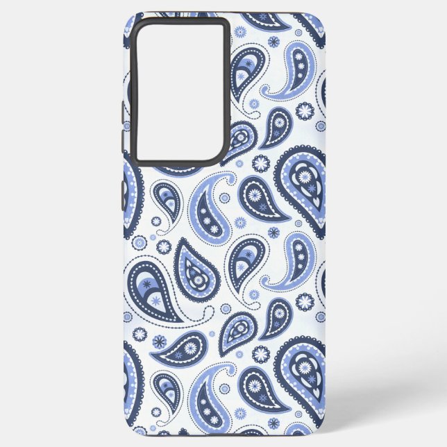 Funda Para Samsung Galaxy Patrón azul paisley (Reverso )