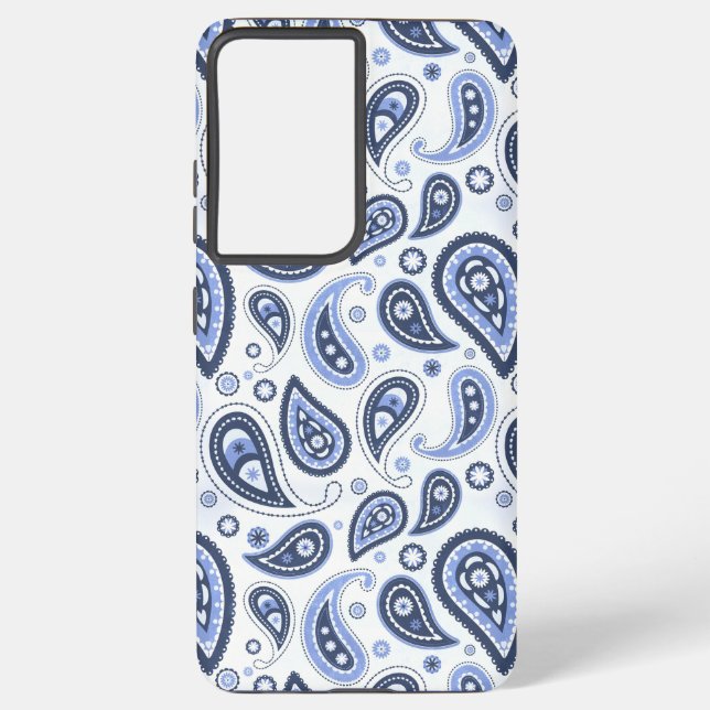 Funda Para Samsung Galaxy Patrón azul paisley (Reverso )