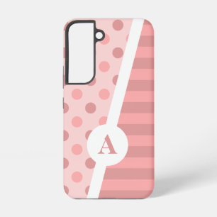 Funda Para Samsung Galaxy S22 Patrón Bonito de Lunares y Rayas Rosadas