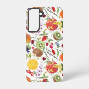 Funda Para Samsung Galaxy S21 Patrón colorido de frutas y hierbas
