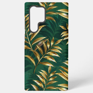 Funda Para Samsung Galaxy S22 Ultra Patrón continuo con helechos dorados