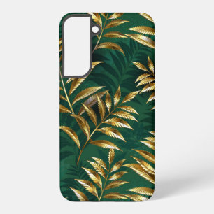 Funda Para Samsung Galaxy S22+ Patrón continuo con helechos dorados