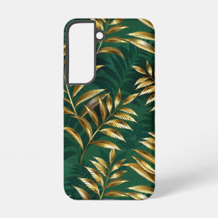 Funda Para Samsung Galaxy S22 Patrón continuo con helechos dorados