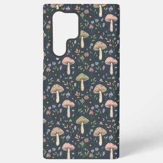 Funda Para Samsung Galaxy S22 Ultra Patrón continuo de hongos azul pizarra profundo