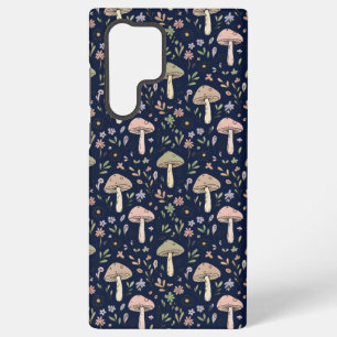 Funda Para Samsung Galaxy S22 Ultra Patrón continuo de hongos Navy profundo Malhumorad
