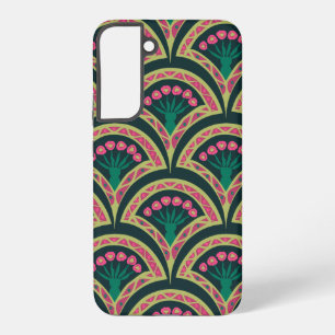 Funda Para Samsung Galaxy S22+ Patrón de abanico floral rosa y verde