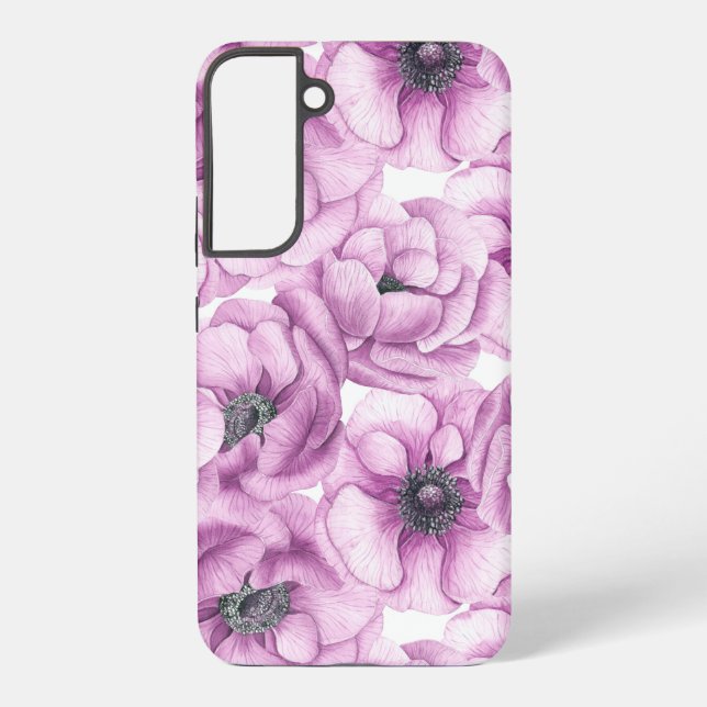 Funda Para Samsung Galaxy Patrón de acuarela de flores anémicas (Reverso )