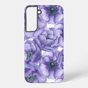Funda Para Samsung Galaxy S22+ Patrón de acuarela de flores de anemona violeta