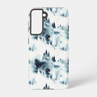 Patrón de acuarela del bosque azul de medianoche