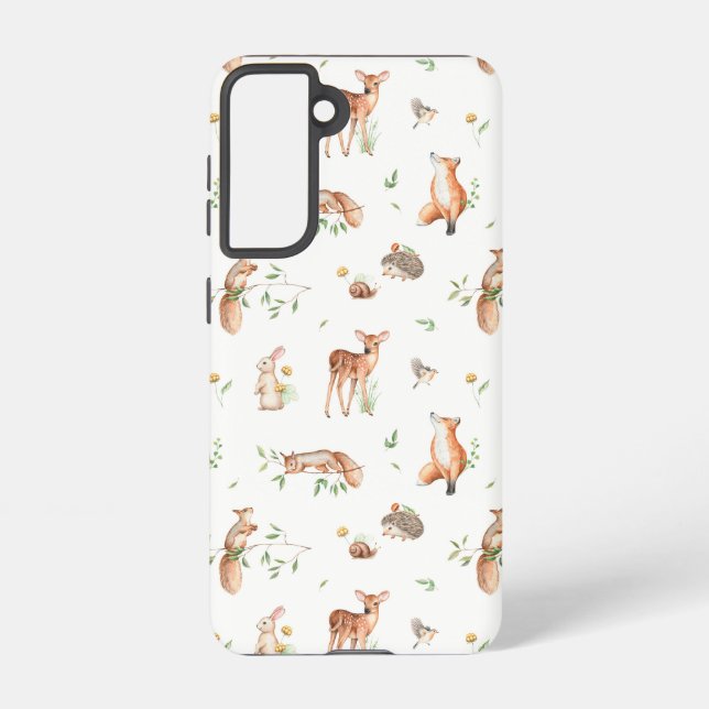 Funda Para Samsung Galaxy Patrón de amigos animales de Woodland (Reverso )