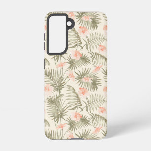 Funda Para Samsung Galaxy S21 Patrón de árbol de palmas hisbiscus tropical