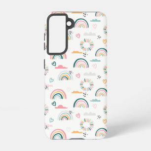 Funda Para Samsung Galaxy S21 Patrón de arco iris y corazón