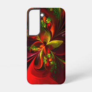 Funda Para Samsung Galaxy S22 Patrón de arte abstracto floral rojo verde moderno