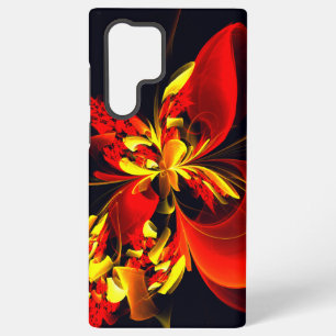 Funda Para Samsung Galaxy S22 Ultra Patrón de arte abstracto moderno floral rojo amari