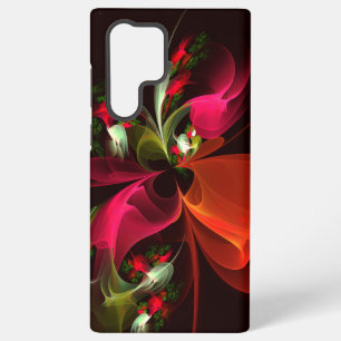 Funda Para Samsung Galaxy S22 Ultra Patrón de arte abstracto moderno floral rojo verde