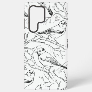Funda Para Samsung Galaxy S22 Ultra Patrón de arte lineal de aves norteamericanas mini