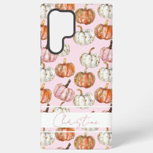 Funda Para Samsung Galaxy S22 Ultra Patrón de calabaza de acuarela de otoño personaliz