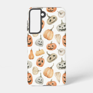 Funda Para Samsung Galaxy S21 Patrón de calabaza de acuarela divertida