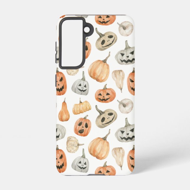 Funda Para Samsung Galaxy Patrón de calabaza de acuarela divertida (Reverso )