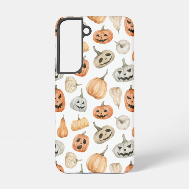Funda Para Samsung Galaxy Patrón de calabaza de acuarela divertida (Reverso )