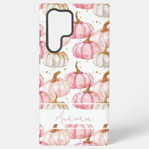 Funda Para Samsung Galaxy S22 Ultra Patrón de calabaza de color de agua con nombre