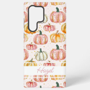 Funda Para Samsung Galaxy S22 Ultra Patrón de calabaza de color de agua con nombre