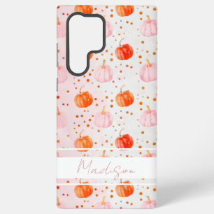 Funda Para Samsung Galaxy S22 Ultra Patrón de calabaza de color de agua con nombre