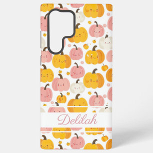 Funda Para Samsung Galaxy S22 Ultra Patrón de calabaza en acuarela con nombre