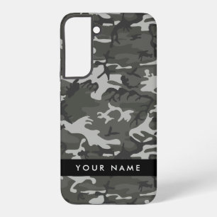 Funda Para Samsung Galaxy S22+ Patrón de camuflaje gris, tu nombre, personaliza