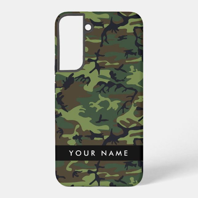 Funda Para Samsung Galaxy Patrón de camuflaje verde, nombre, personalización (Reverso )