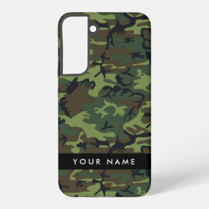 Funda Para Samsung Galaxy S22+ Patrón de Camuflaje Verde, Tu nombre, Personaliza