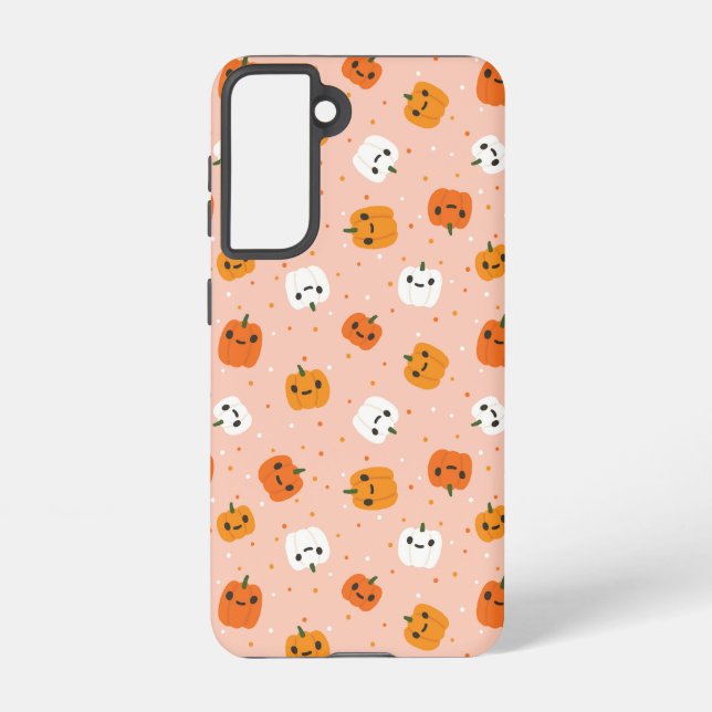 Funda Para Samsung Galaxy Patrón de caras de calabaza kawaii (Reverso )