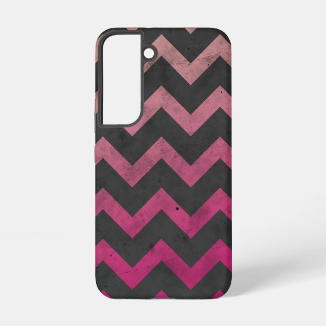 Funda Para Samsung Galaxy Patrón de chevlán gris oscuro rosa magenta (Reverso )