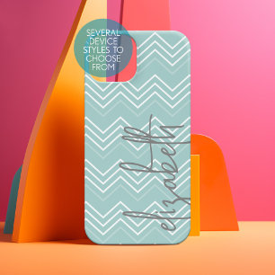 Funda Para Samsung Galaxy S22 Patrón de Chevron azul pastel de bebé - Nombre de
