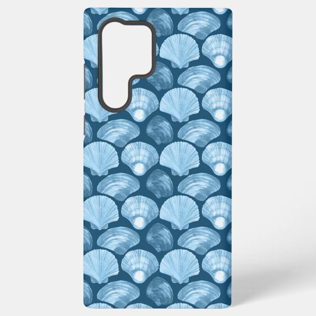 Funda Para Samsung Galaxy Patrón de conchas de playa azul (Reverso )