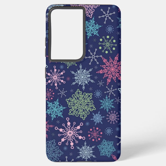 Funda Para Samsung Galaxy Patrón de copo de nieve (Reverso )