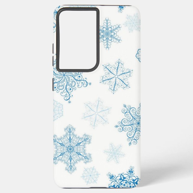 Funda Para Samsung Galaxy Patrón de copo de nieve (Reverso )