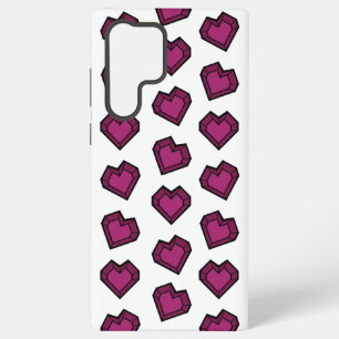Funda Para Samsung Galaxy S22 Ultra Patrón de corazón de piedra preciosa magenta oscur