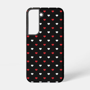Funda Para Samsung Galaxy S22 Patrón de Corazones Pequeños Rojos y Blancos sobre