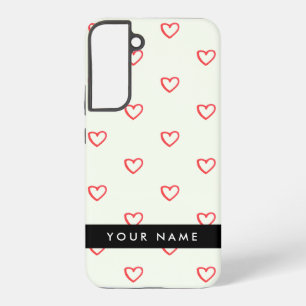 Funda Para Samsung Galaxy S22+ Patrón de corazones rojos, amor, tu nombre, person