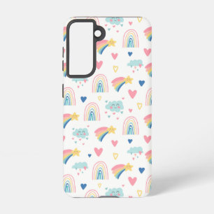 Funda Para Samsung Galaxy S21 Patrón de corazones y nubes de arco iris