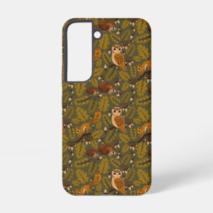 Funda Para Samsung Galaxy S22 Patrón de Criaturas del Bosque y Hojas