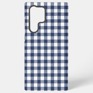 Funda Para Samsung Galaxy S22 Ultra Patrón de Cuadros Gingham - Azul Marino