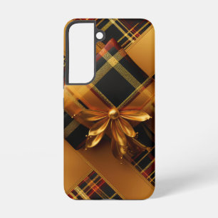 FUNDA PARA SAMSUNG GALAXY S22 PATRON DE CUADROS MODERNOS PRECIOSOS DE ORO Y ROJO