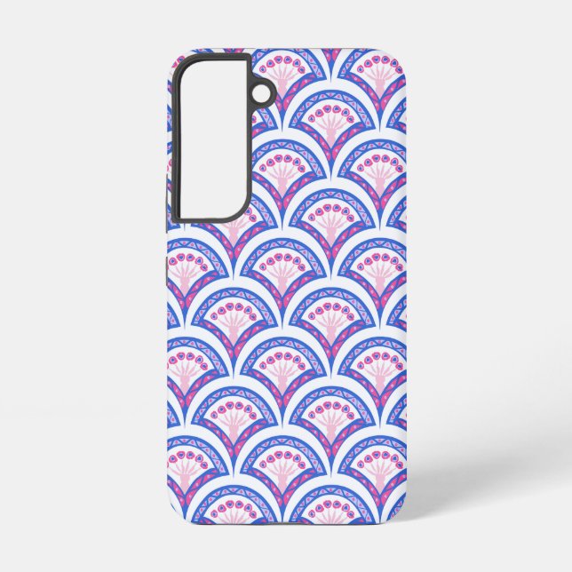 Funda Para Samsung Galaxy patrón de damasco floral azul (Reverso )