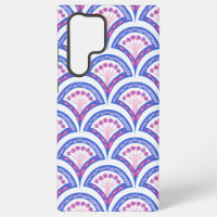 patrón de damasco floral azul