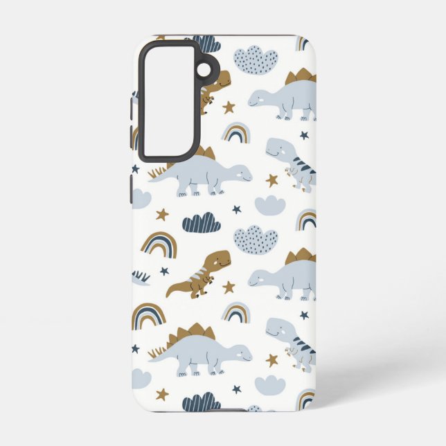 Funda Para Samsung Galaxy Patrón de dinosaurio arco iris (Reverso )