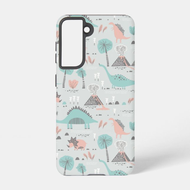Funda Para Samsung Galaxy Patrón de dinosaurio de Cute Pastel (Reverso )
