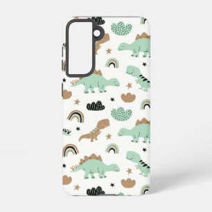 Funda Para Samsung Galaxy S21 Patrón de dinosaurio verde de menta