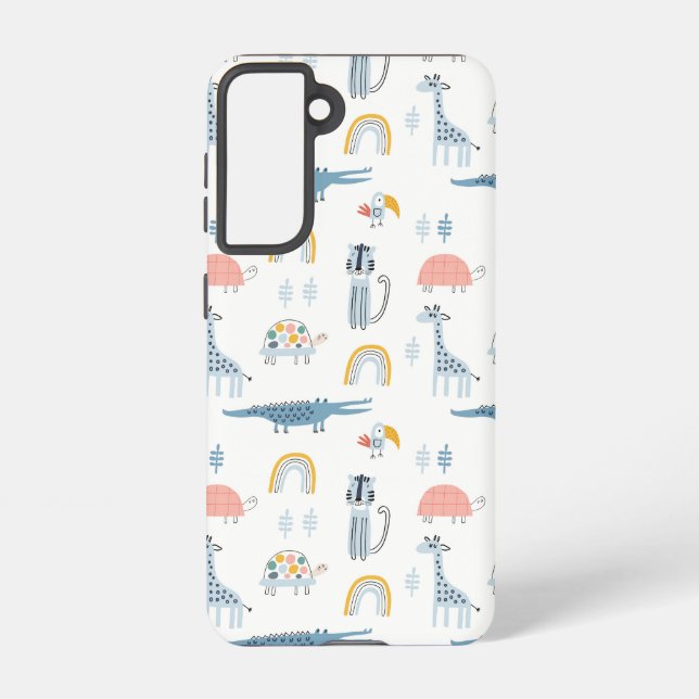 Funda Para Samsung Galaxy Patrón de diversión animal Doodle (Reverso )